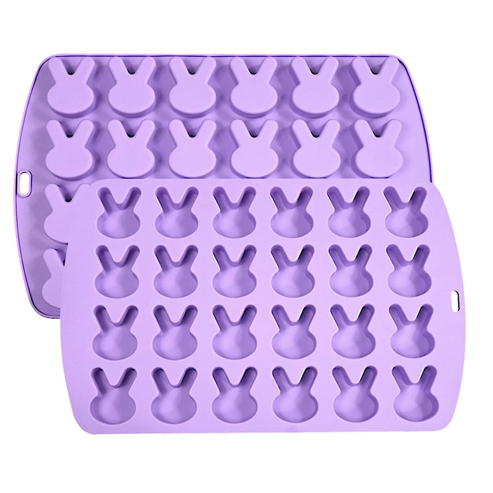 CTRLZS 2pcs Easter Bunny Silicone Mold for Chocolate Jello Candy Mold Ice-Cube Candle Mold