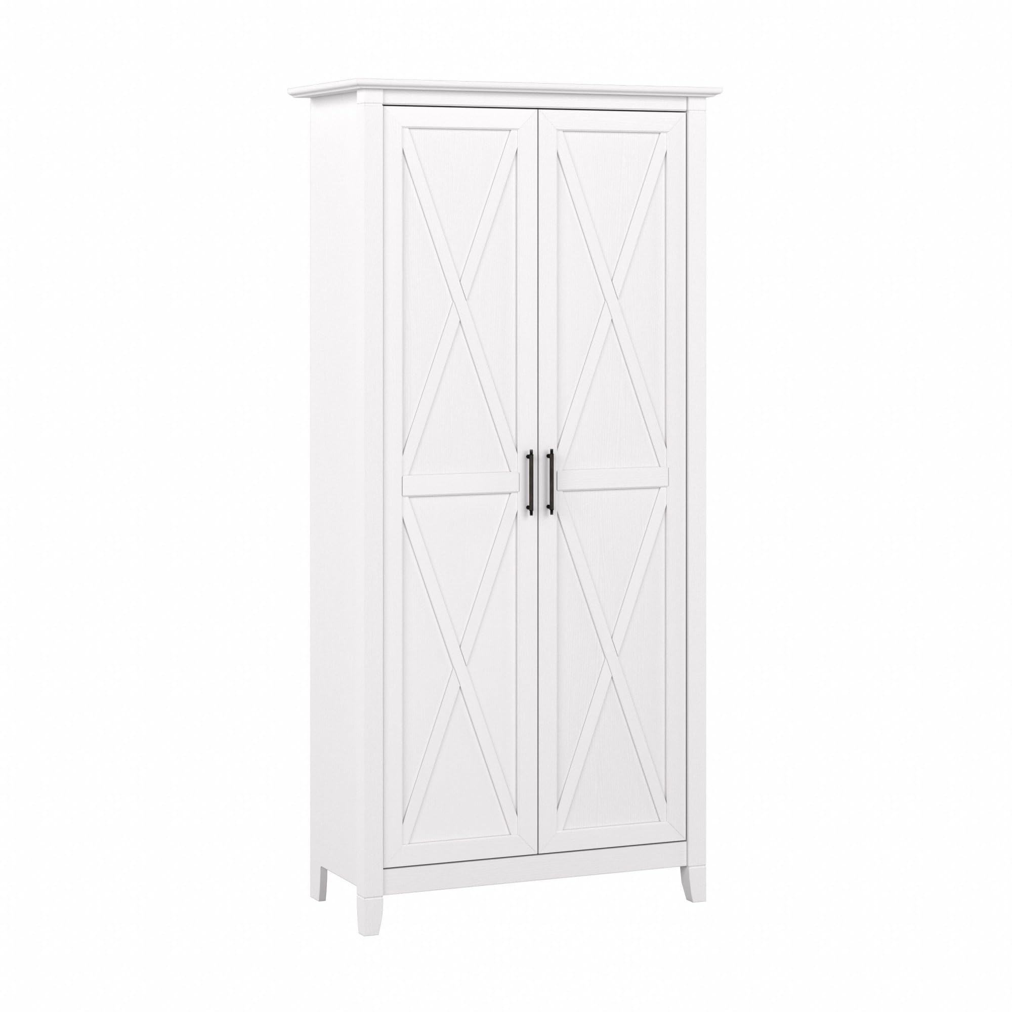 Bush Home Key West Tall Storage Cabinet with Doors in Pure White Oak