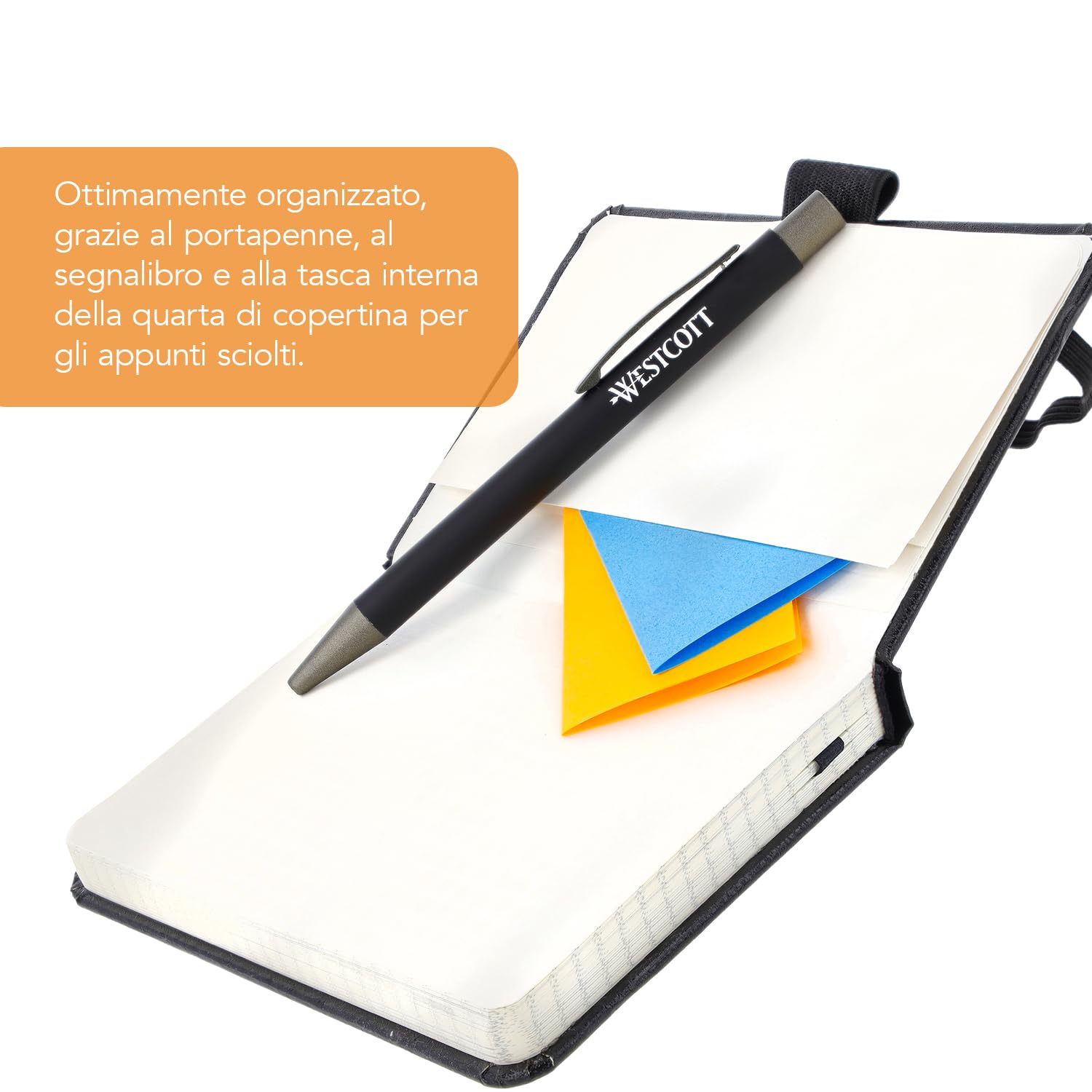 Westcott Taccuino A6 Quadrato Copertina Rigida 192 Pagine Carta FSC 80 g/m²