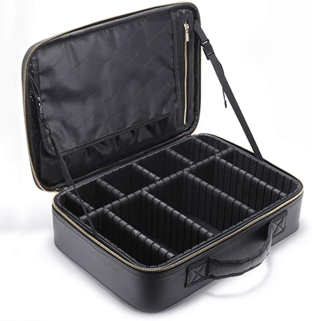 20-ROWNYEON Portable Makeup Bag EVA Professional Makeup Artist Bag Makeup Train Case Make up Organizer Bags (Large 2), L 2, Black