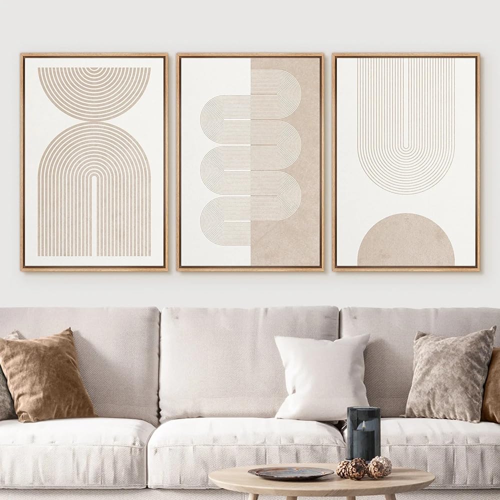 CLJKDX Abstract Geometric Line Spiral Wave Mid Century Wall Art Canvas Painting Bohemia Posters Print Pictures Living Room Home Decoration-40 * 50cm*3PCS (No Frame)