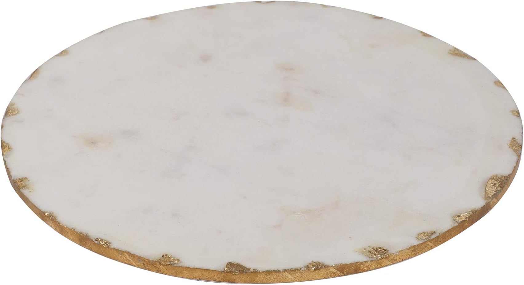 NikkisPride Handmade Marble White Pizza Platter Cheese Platter Serving Platter and Snacks Gold Foil 12 inch Dia