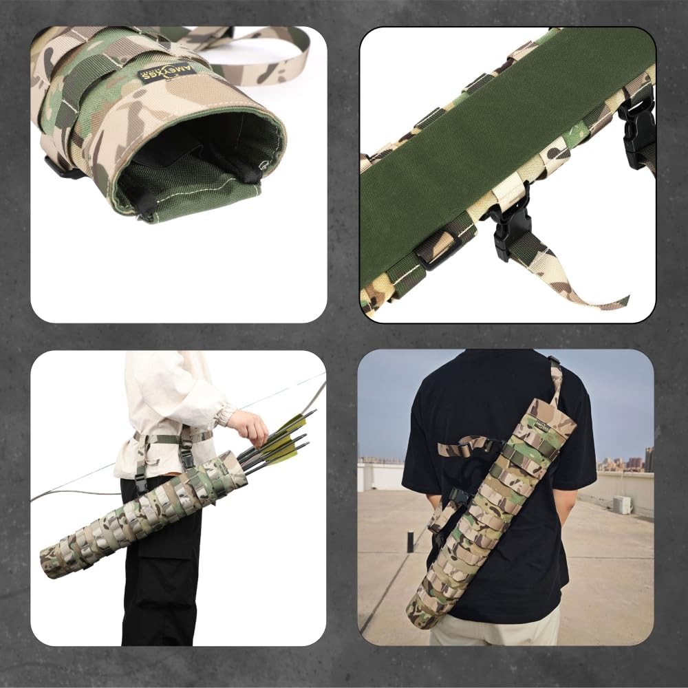 Archery Quiver Shoulder Back Waist Carry Nylon Bag Arrow Holder Traditional Recurve Compound Bow Hunting Shooting Target Practice Accessories