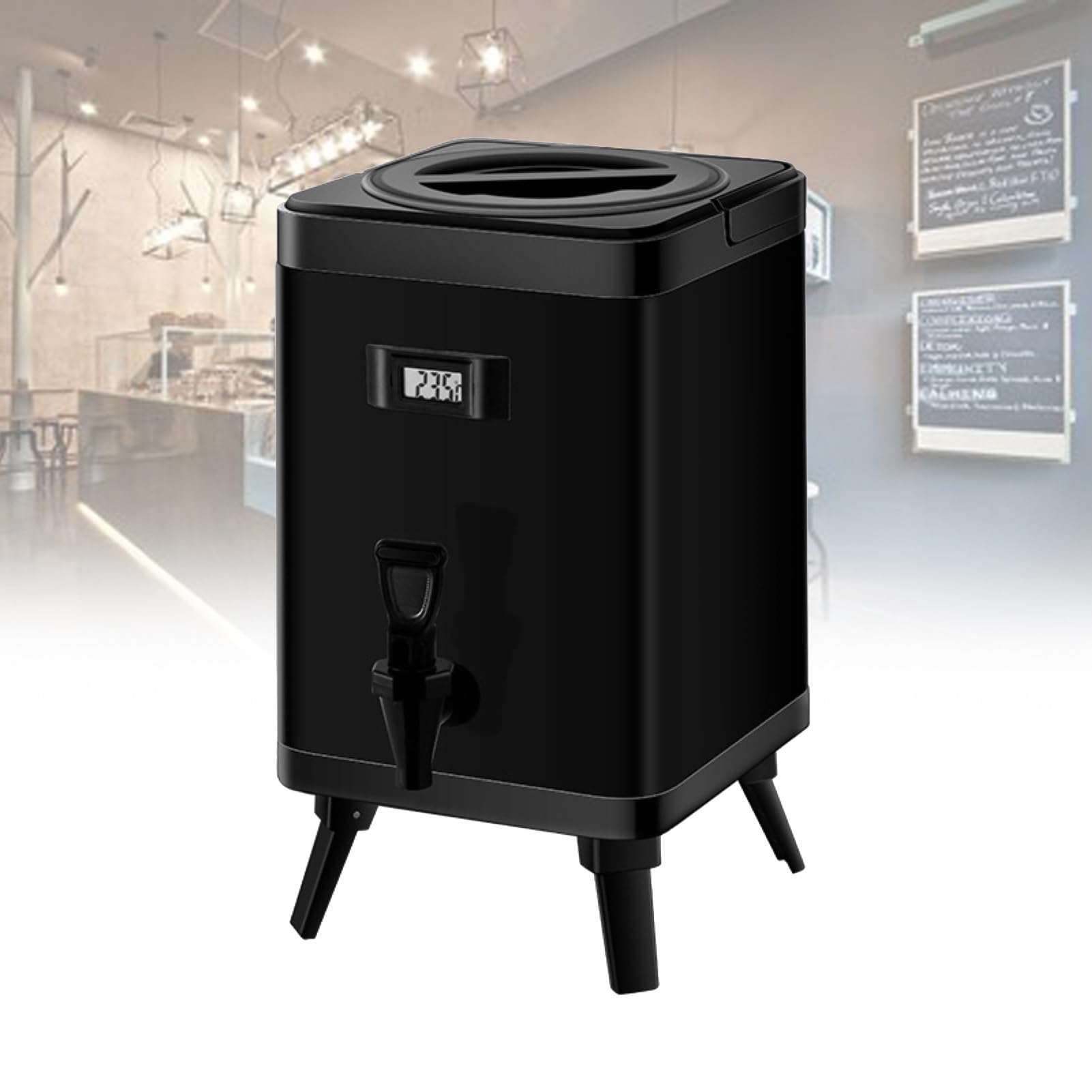 Brocca For Acqua Calda E Fredda For Uso Alimentare 6L 8L 10L 12L Distributore Di Bevande Isolato Display Quadrato Della Temperatura Secchio For Caffè Al Latte E Tè (Color : Black, Size : 10L)