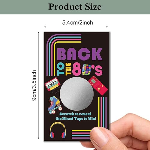 Miniatura 3 de Haizct Paquete de 50 tarjetas para raspar con temática de Back to the 80, consola retro mixta para baby shower, fiesta de cumpleaños, lotería, juego