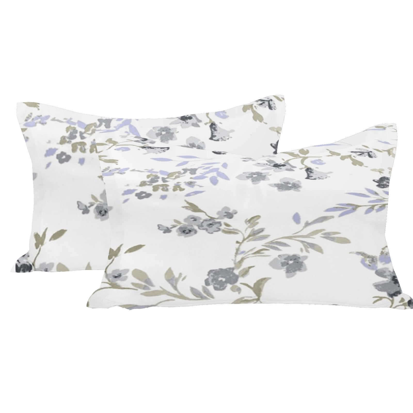 LINENWALAS 100% Cotton Twill Large Standard Size Pillow Case Set of 2 | Soft, Breathable & Durable Printed Pillowcases |Premium Cotton Twill Bed Pillow Covers (20x30 Inches, Smokey Florals)
