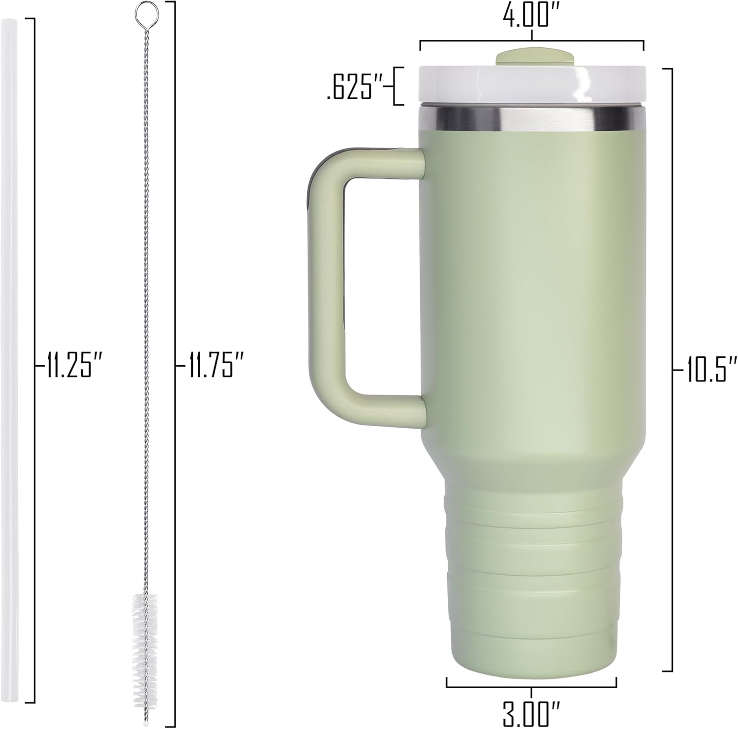 40oz Tumbler with Lid and Straw - Reusable Double Wall Insulated Stainless Steel Water Bottle and Coffee Cup to Keep Hot and Cold Beverages for Hours, Travel Mug, Fits in Cupholder - Eucalyptus - Image 5