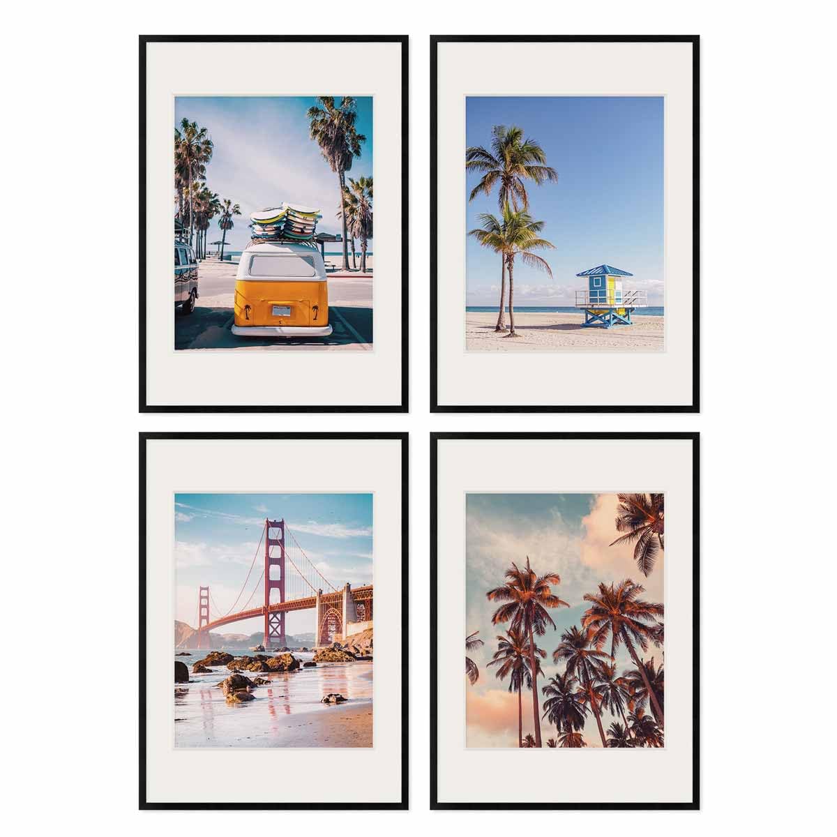 PHOTOLINI Bilderrahmen Holz MDF gemischte Poster-Rahmen, bruchsicheres Acrylglas, Rahmen zum Aufhängen, extra Zubehör - für Fotos & Poster