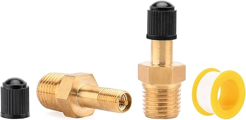 Miniatura 1 de Luckyweld Válvula Schrader 2 válvulas de tanque de latón con roscas macho NPT de 14 pulgadas