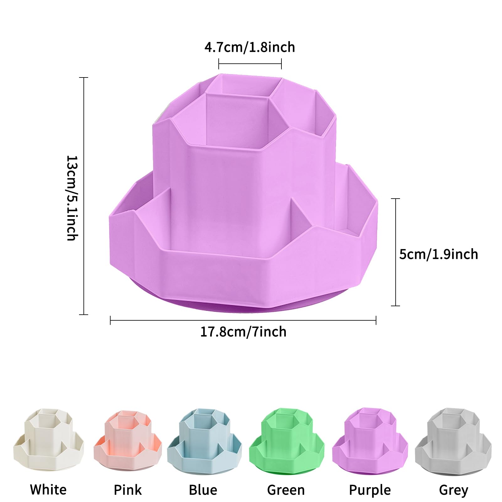 Ceysin Desk Organiser, 360 Degree Rotating Pen Pencil Holder with 9 Compartments - Image 4