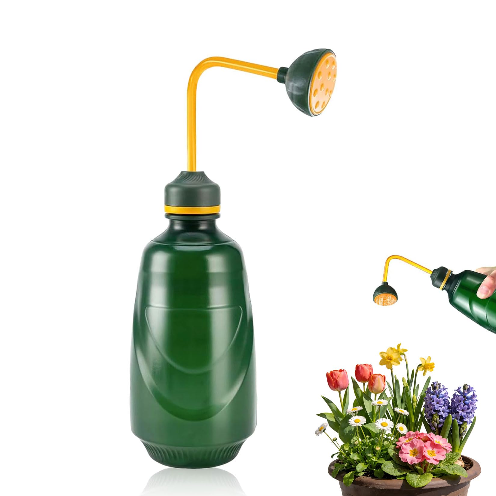 Kleine Gießkanne 450ml mit Ballbrause, Softsprüher Schonende Gießbrause für Keimlinge Sämlinge Empfindliche Zimmerpflanzen (Grün)
