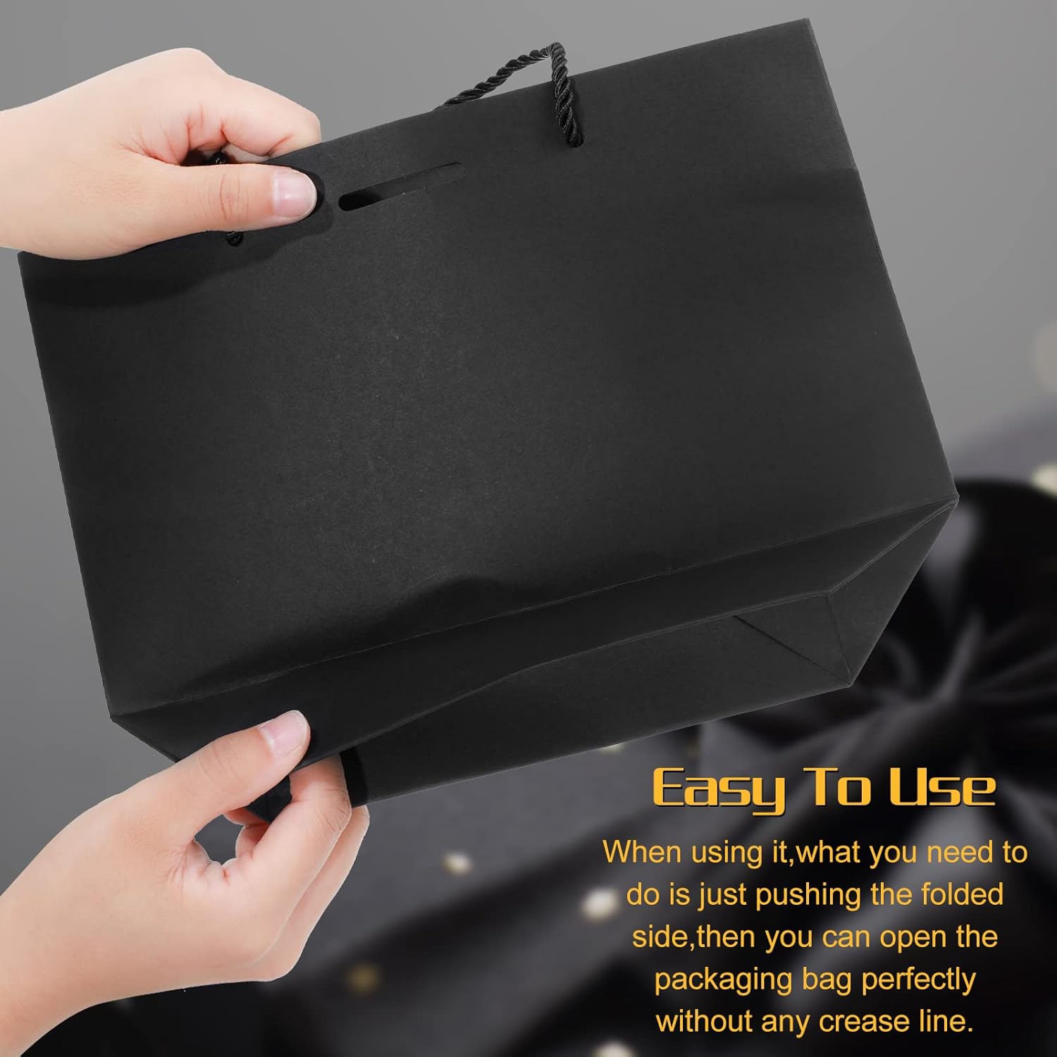 Jeyiour 36 Pack Wedding Favor Bags Black and Gold Gift Bags with Bow Handles Thank You Gift Paper Bag Bulk with Bow Ribbons 10.6 x 7.9 x 3.5 Inch for Guests Birthday Holiday Bridesmaid Celebration - Image 4