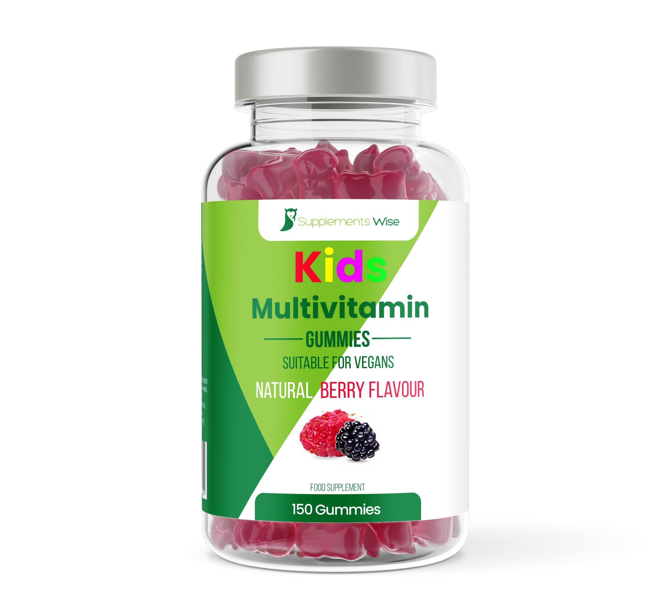 Kids Multivitamin Gummies 3-12 - 150 Pack - Up to 5 Month Supply - Natural Berry Flavour Childrens Vitamin Gummies - Chewable Multivitamin for Kids - Vegan Gummy Bear Vitamins