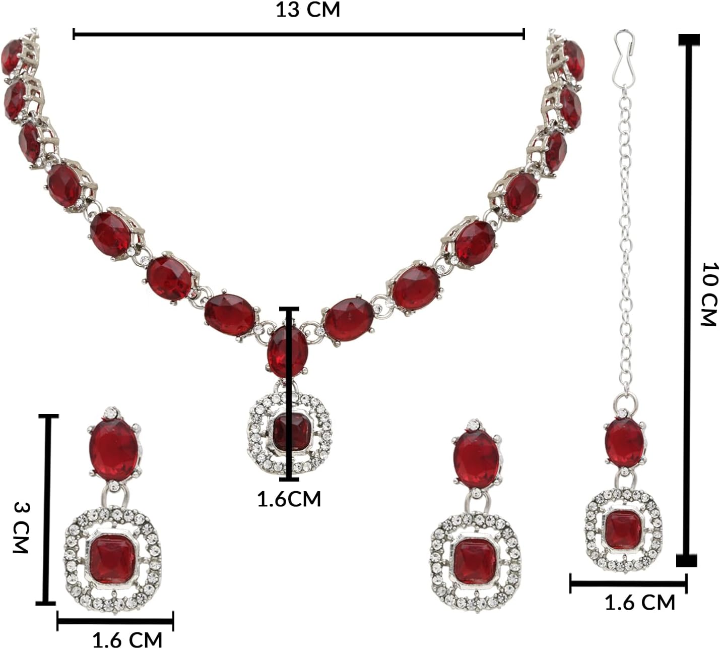 I Jewels Silver Plated Crystal Diamond Necklace & Earrings Jewellery Set for Women