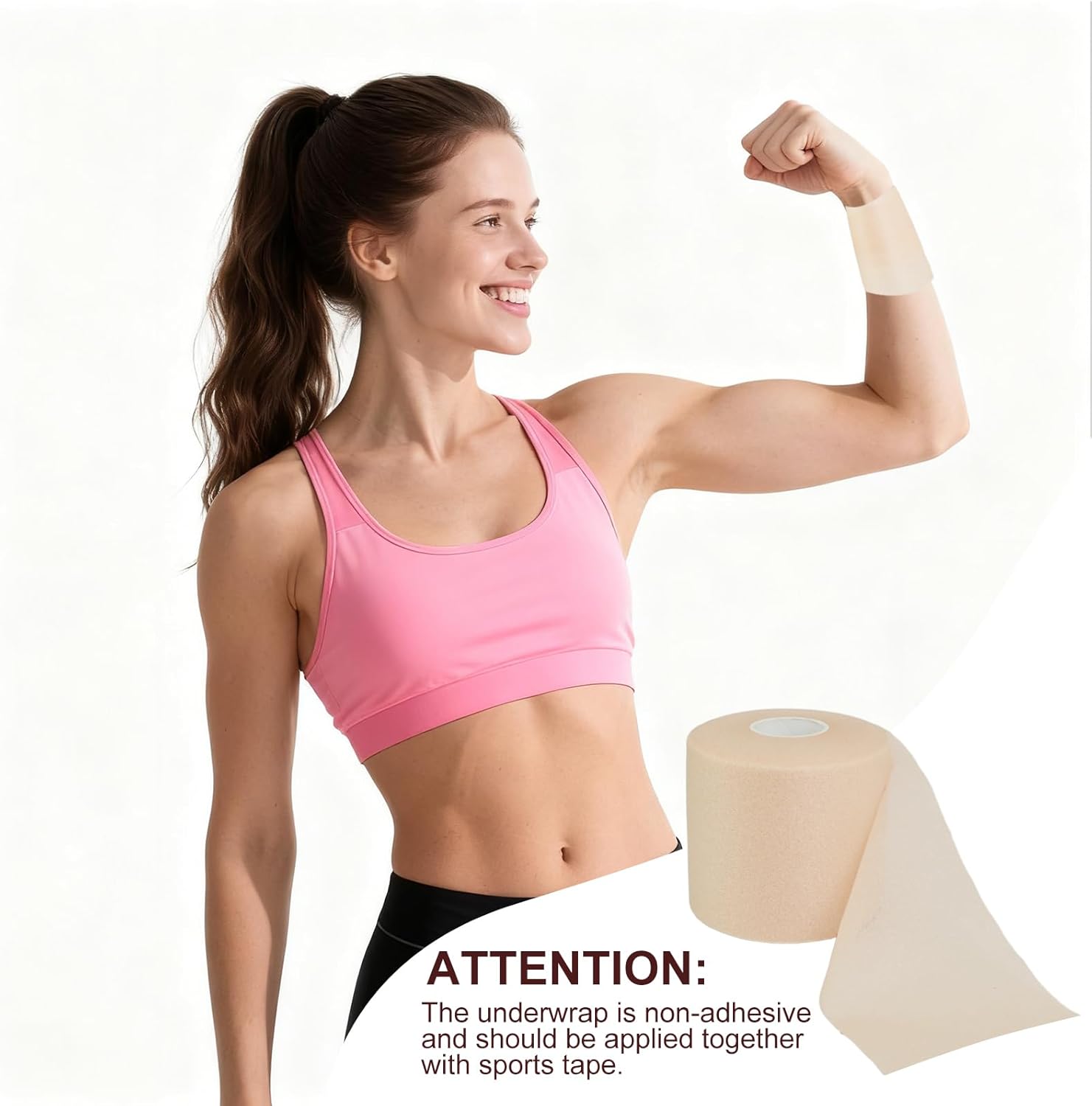 30 Rolls Foam Sport Underwrap Skin Color Non Adhesive Pre Wrap Tape for Athletic Ankles Wrist Knees