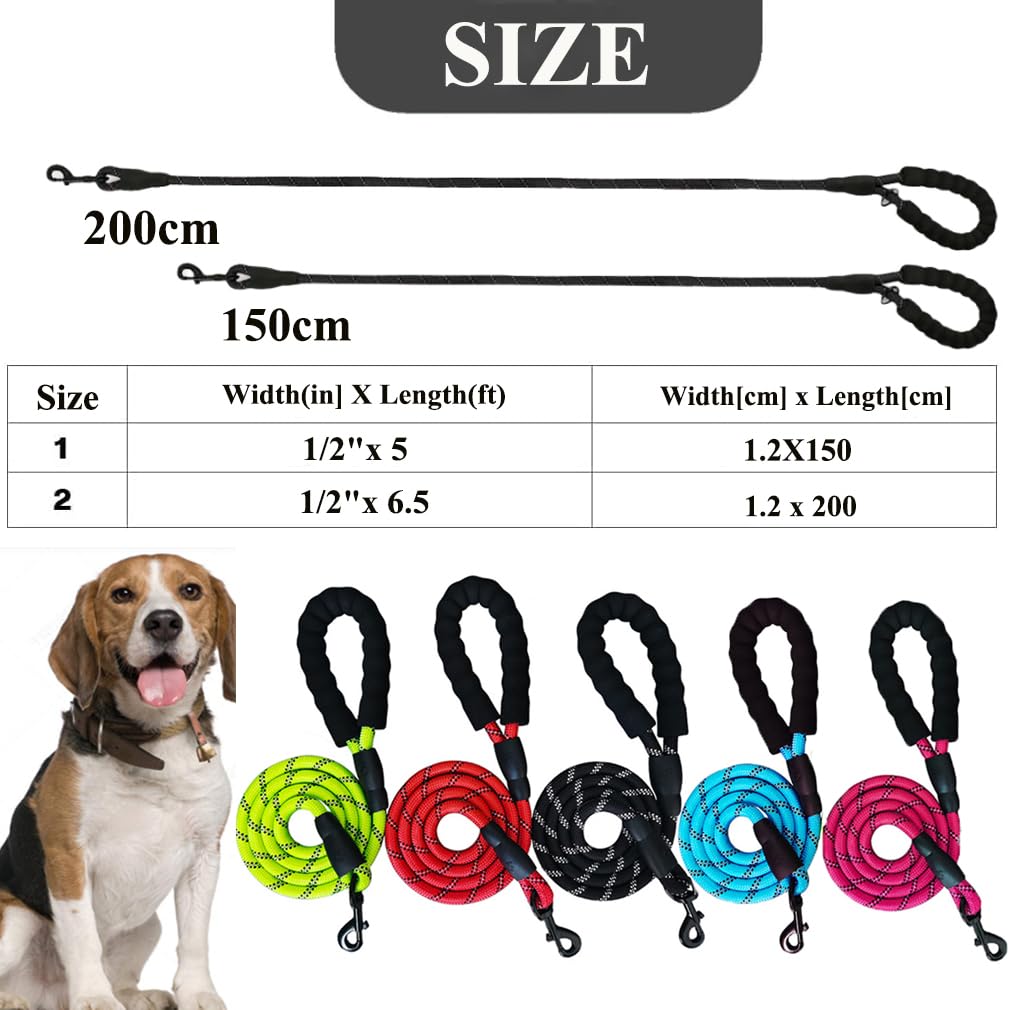 1 PC Dog Lead, Dog Leash, 2 m Reflective Dog Leads, Dog Training Leash, Dog Lead with Soft Padded Handle, Nylon Dog Leads - Image 2