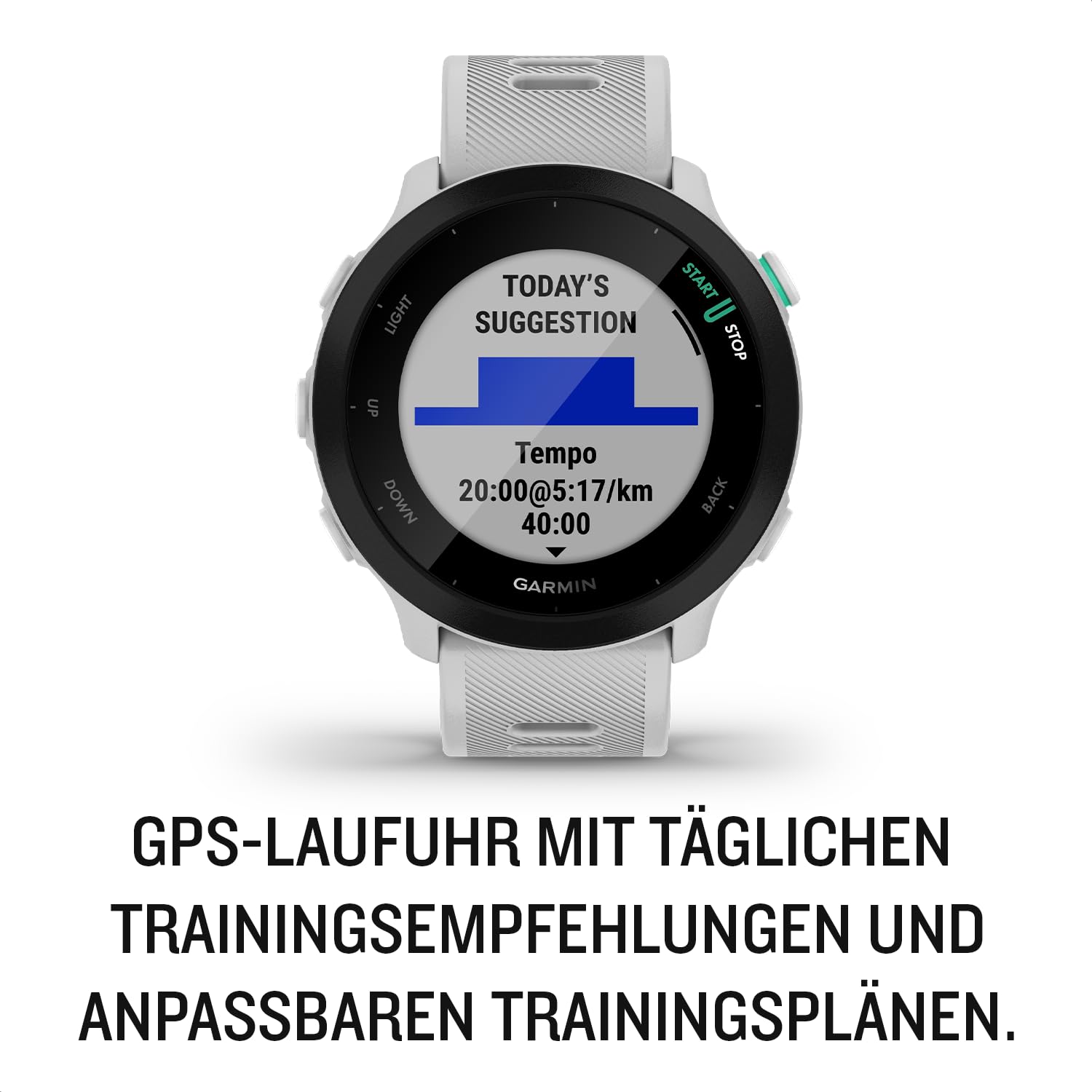 Garmin Forerunner 55, 42 mm, GPS-Laufuhr, Steinweiss/Schwarz