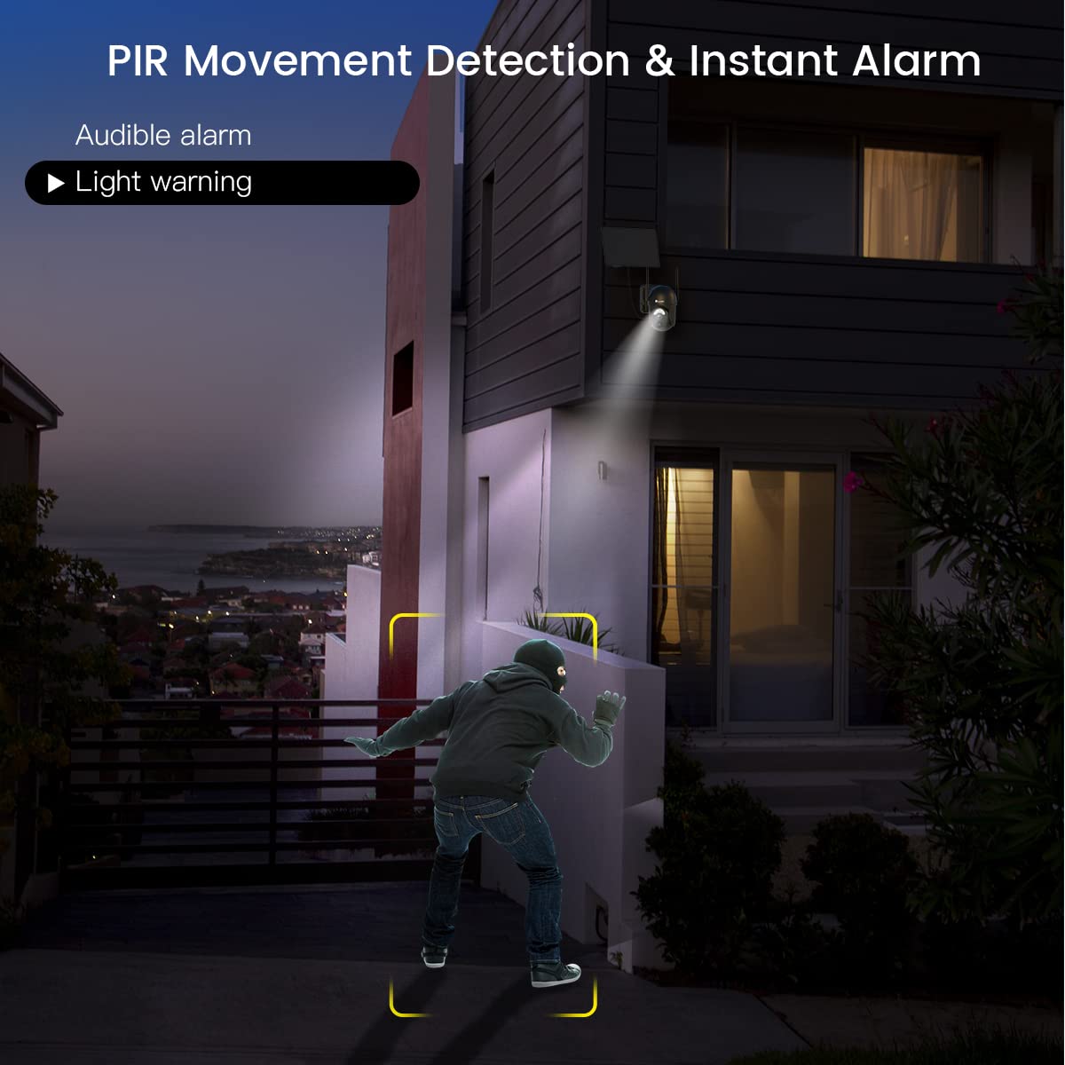 Ctronics 2K Caméra Surveillance WiFi Extérieur Solaire, 360°PTZ IP Caméra de Surveillance sans Fil sur Batterie 2304X1296P Vision Nocturne Couleur PIR Détection Humaine Audio Bidirectionnel IP66 | 360° PTZ, 2304×1296P, Vision Nocturne Couleur, PIR Détecti