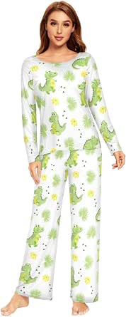 Vvfelixl Women's Mermaid Scale Pajama Set - Long Sleeve Night Suit Lounge Wear (S-XXL, Multi Color)