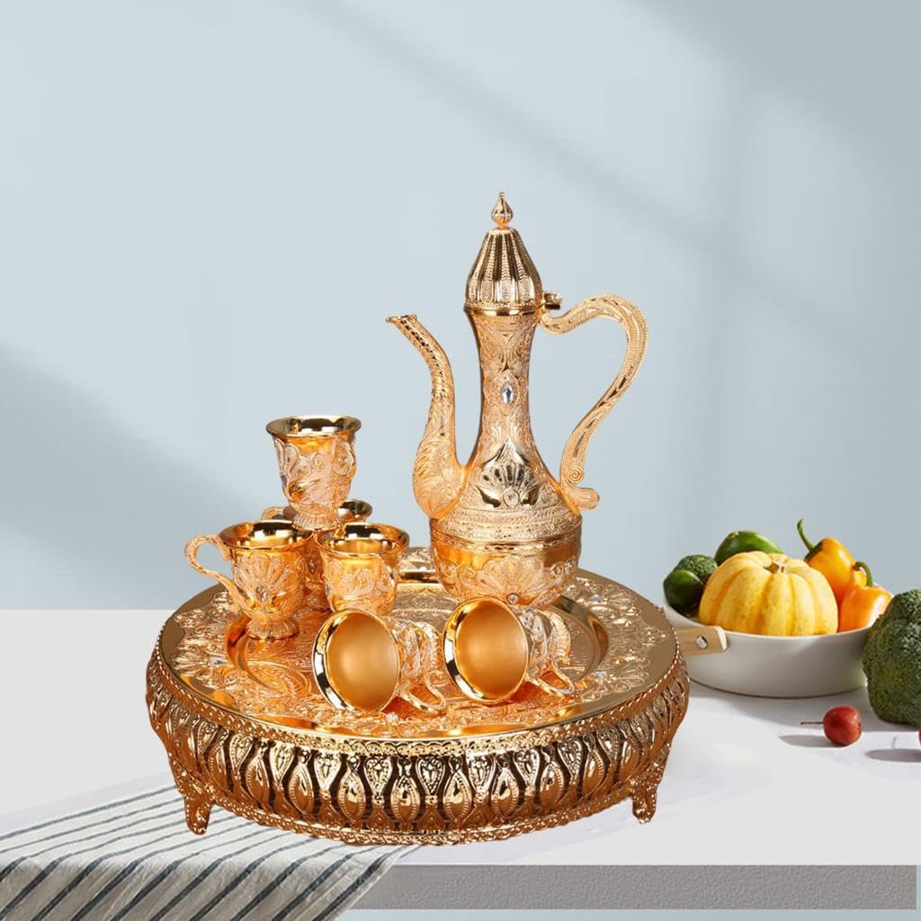 Set da tè turco estetico, bicchieri, bicchieri da vino, da vino europei multifunzionali, set da caffè turco, squisito stile retrò, resistente in