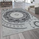 STANDARD 100 by OEKO-TEX Paco Home Teppich Wohnzimmer Kurzflor Orient Design Vintage Mandala Muster Grau Weiß, Grösse:200x280 cm