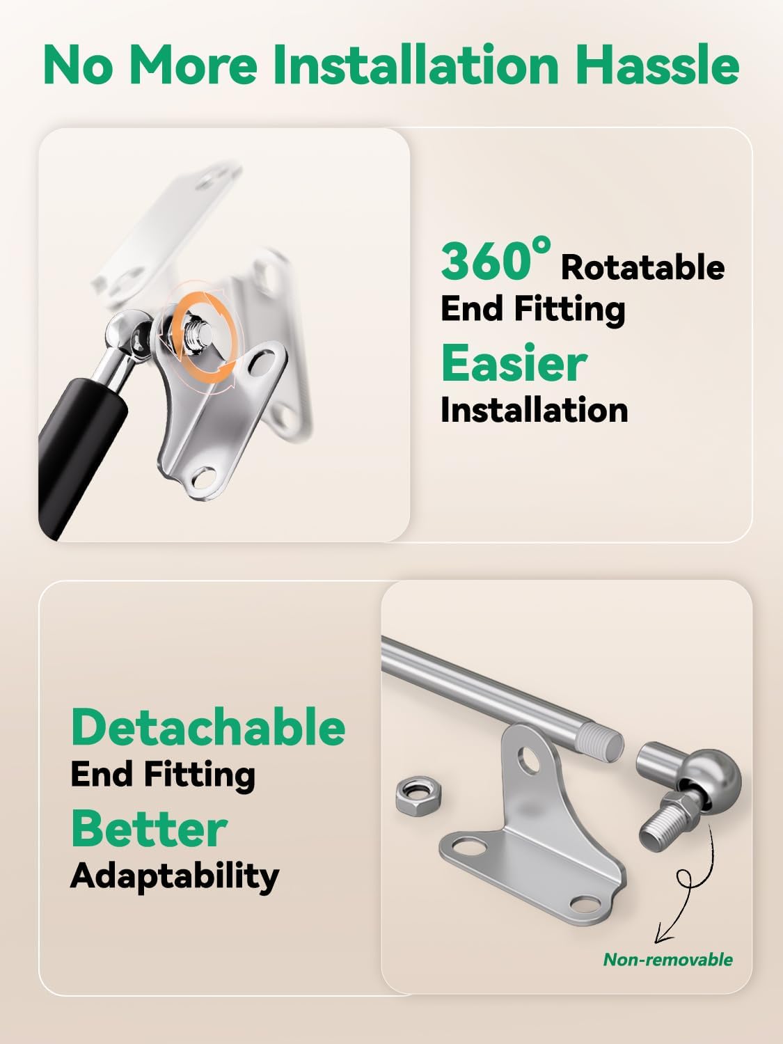 HUOPO 28 Inch 100lb/445N Gas Shock Strut Spring Lift Support for RV Bed Door Floor Hatch Boat Shed Window Custom Heavy Duty Trap Door, Set of 2 with Mounting Brackets