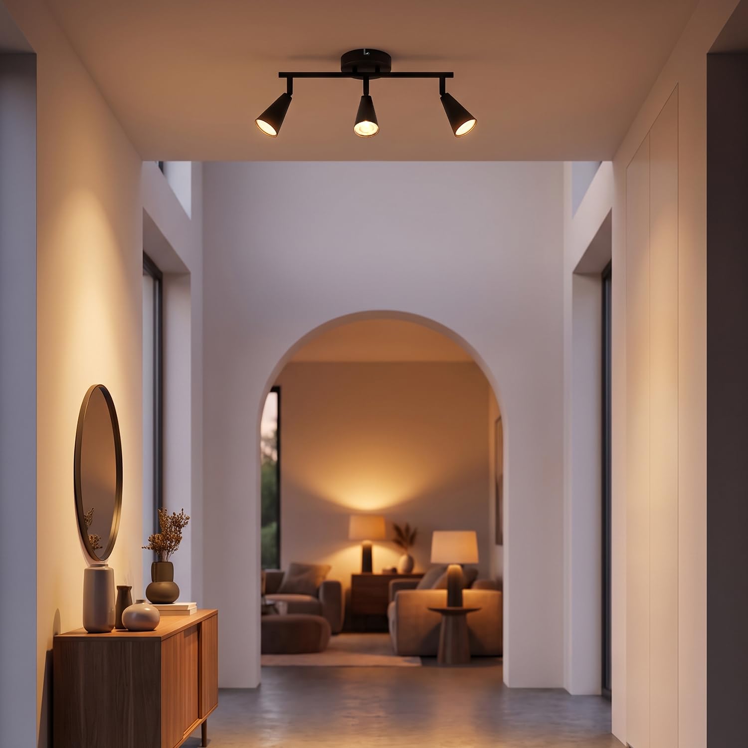 ANWIO Plafonnier LED 3 Spots Noir, GU10 Spots de Plafond Style Scandinave
