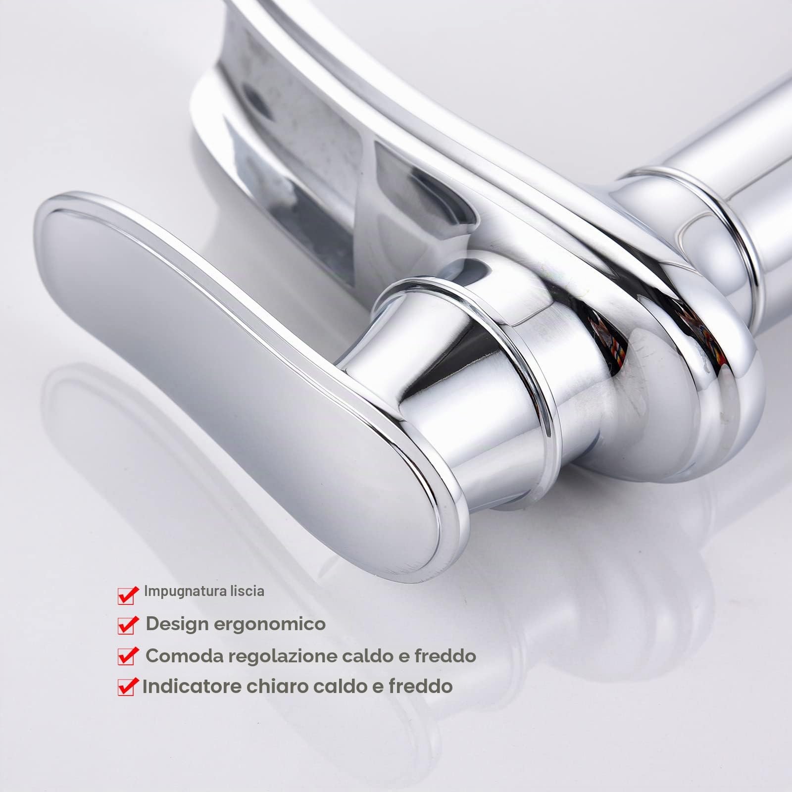 Rubinetto per lavabo, cromato alto, a cascata, in ottone anticato