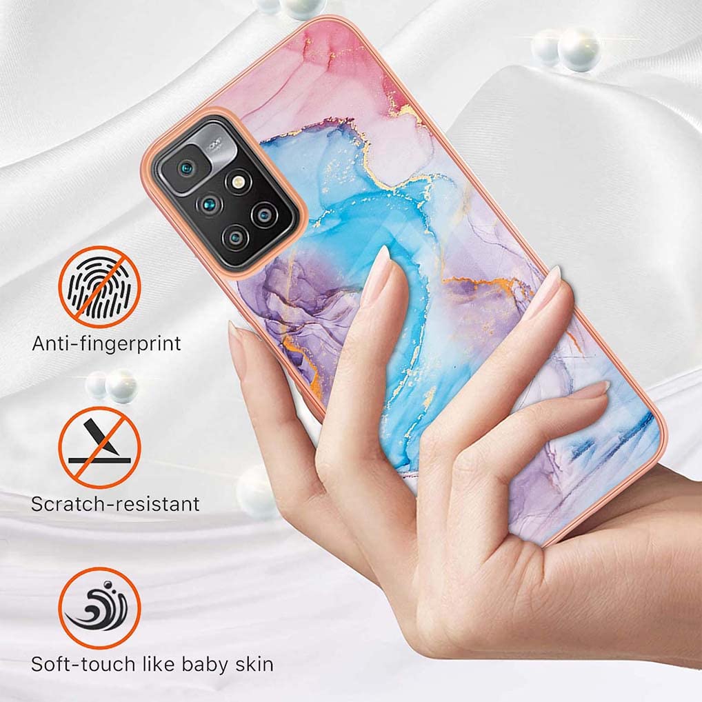 Cover SEAHAI Per Xiaomi Redmi 10 / 10 2022 – Effetto Marmo Glitter, Silicone TPU Ultra Sottile, Lago Blu