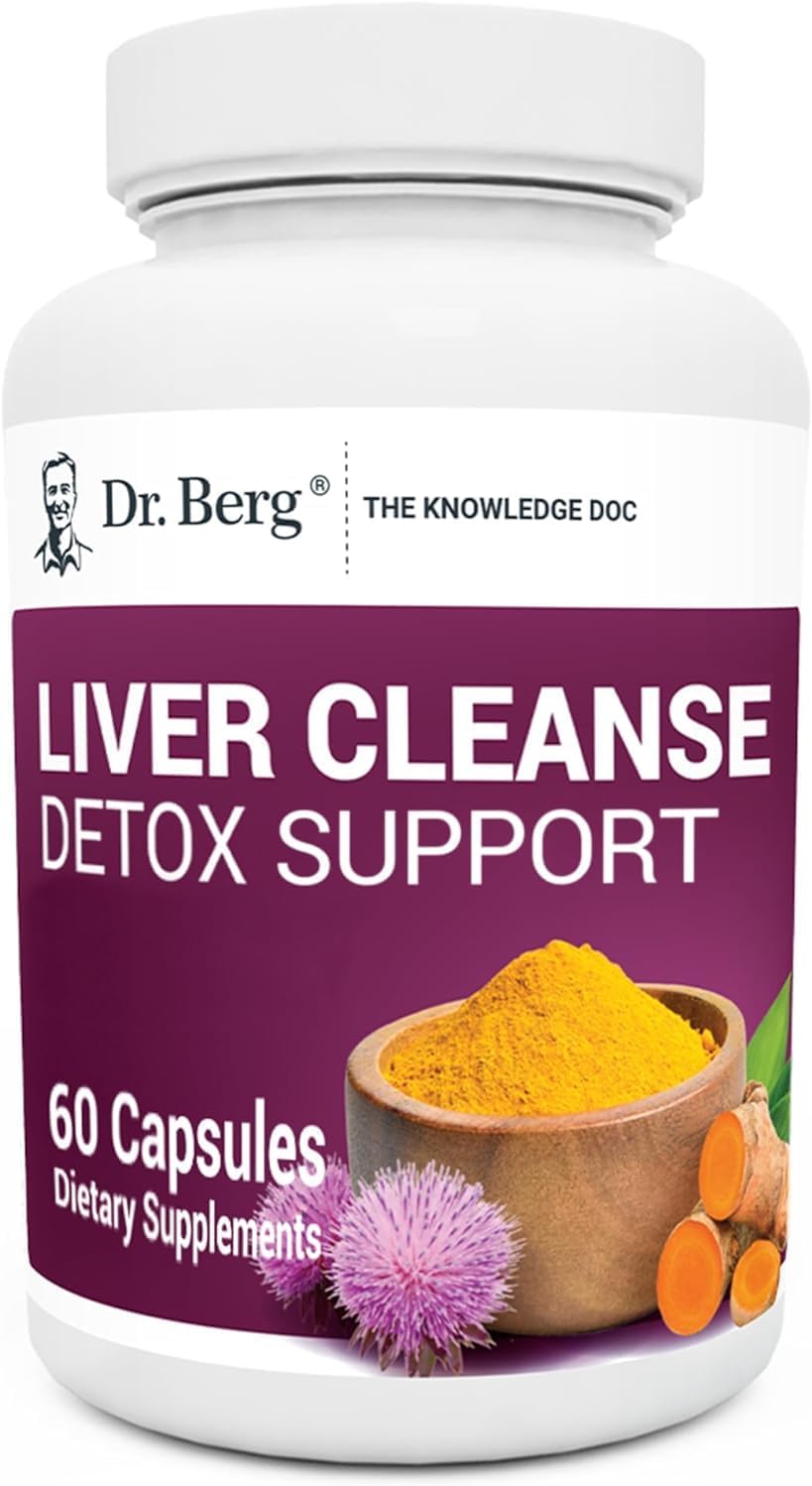 Dr. Berg Liver Cleanse Detox Capsules w/Unique Blend of Milk Thistle, Ox Bile & Folate - Liver Supplement Includes Turmeric, Black Pepper & Choline - 60 Capsules