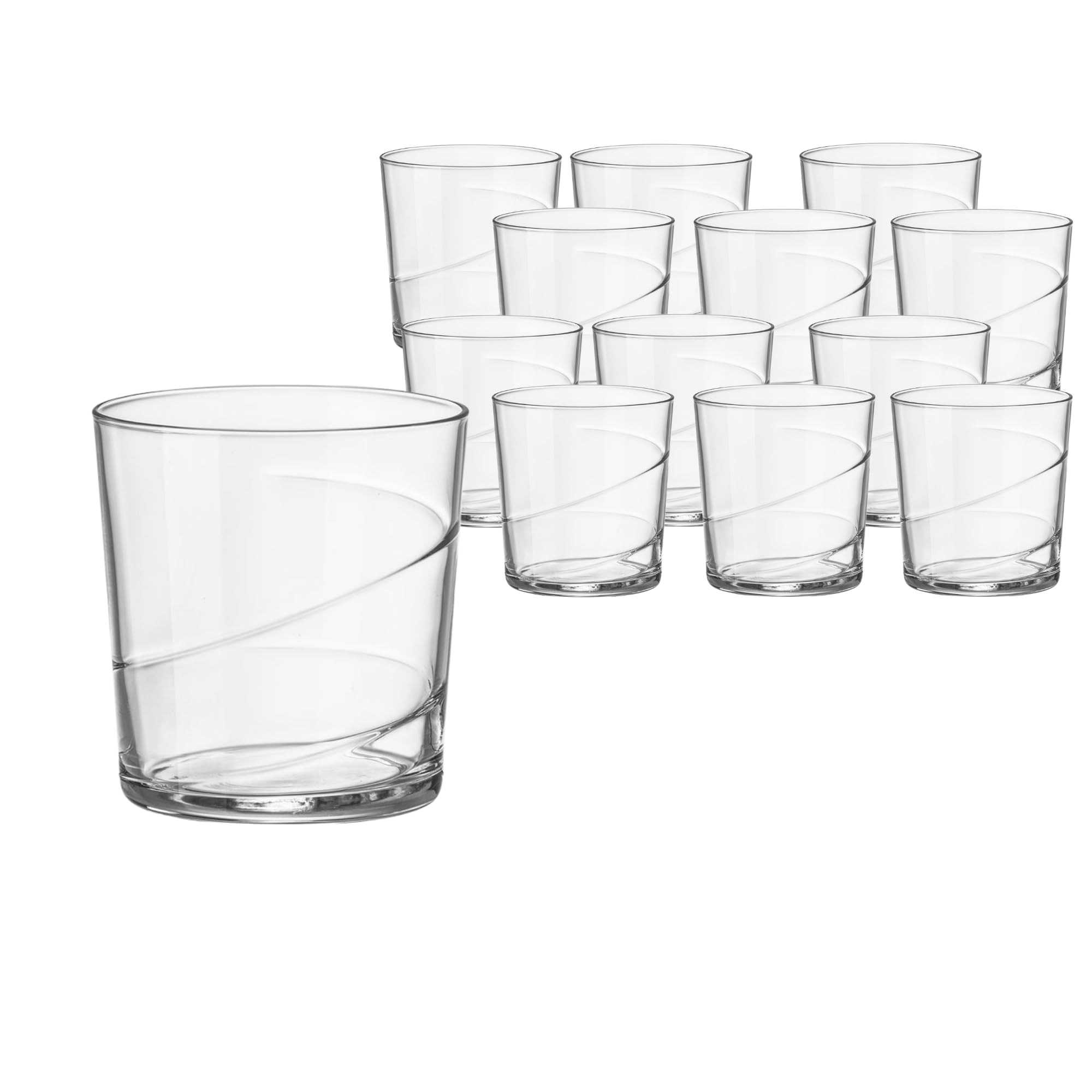 Bormioli Rocco Bodega Swirl Negroni Glasses - Set of 12 12 Oz Spiral Design Tumblers with Reinforced Secure