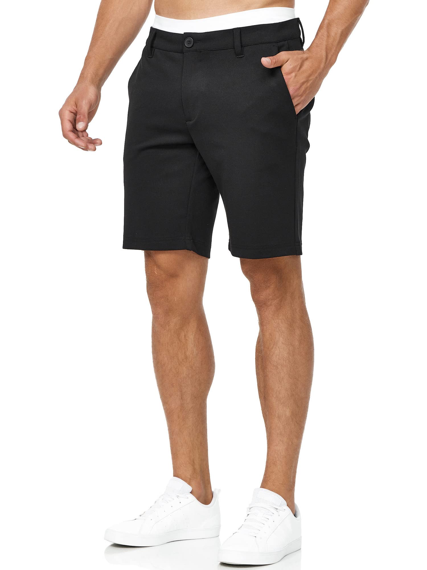 Indicode Herren Aalborg Chino Shorts aus Viskose-Stretch mit 4 Taschen | Bequeme Stoffshorts mit angenehmer Passform, Herrenshorts, Freizeithose, kurze Hose, Sommerhose, Stoffhose für Männer