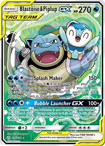 Blastoise & Piplup Tag Team GX (Alternate Art) - 215/236 - Full Art - Cosmic Eclipse