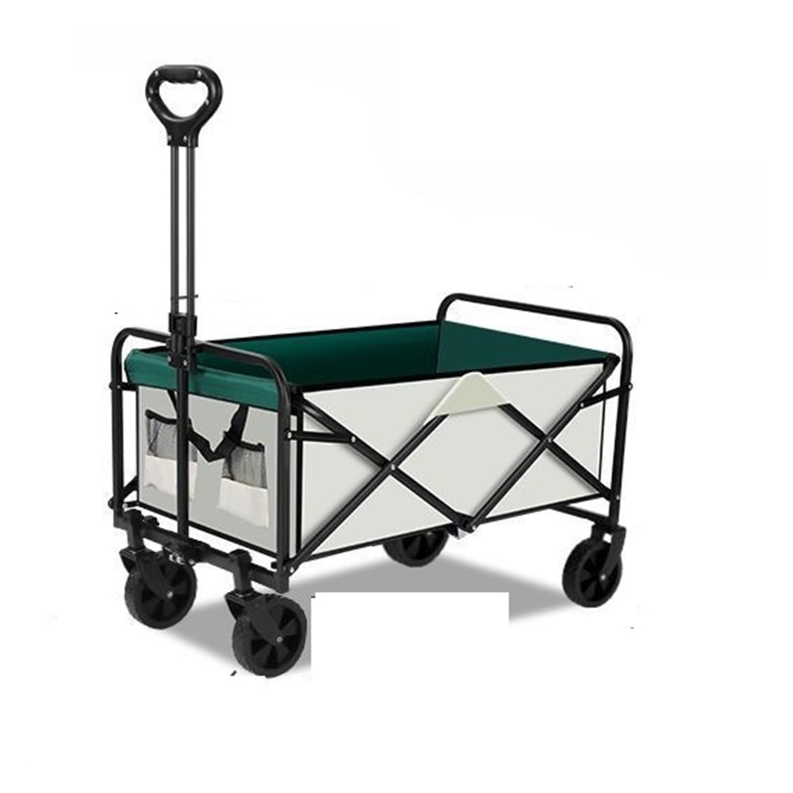 Wagons Carts Foldable, Collapsible Wagon Cart Foldable Heavy Duty Wagons with Cup Holders, Utility Carts for Camping,Collapsible Wagon(Beige and Green)