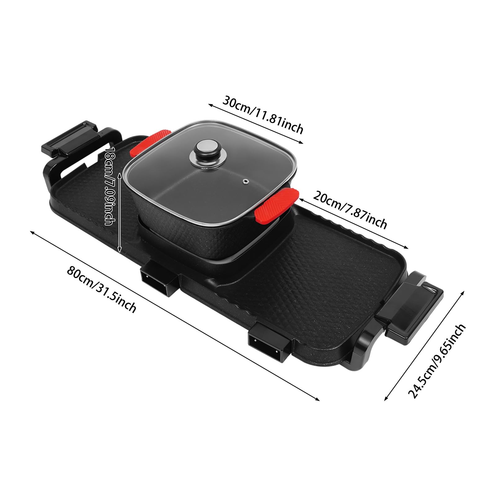Electric Hot Pot und grill Eléctrico Hotpot - Olla eléctrica 2 en 1, con tapa transparente para interior, coreana, barbacoa, tailandés, fondue, Raclette para 6 personas, 5 velocidades de