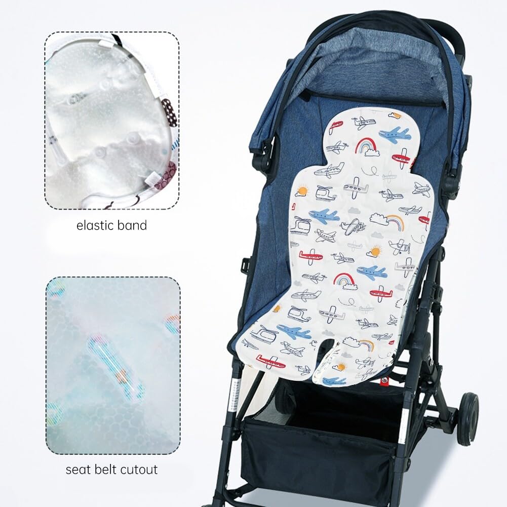 Rivestimento per passeggino estivo, universale, tappetino di raffreddamento, imbottito, comodo cuscino di supporto per il corpo del bambino, per passeggino, seggiolino auto, 68 cm x 33 cm