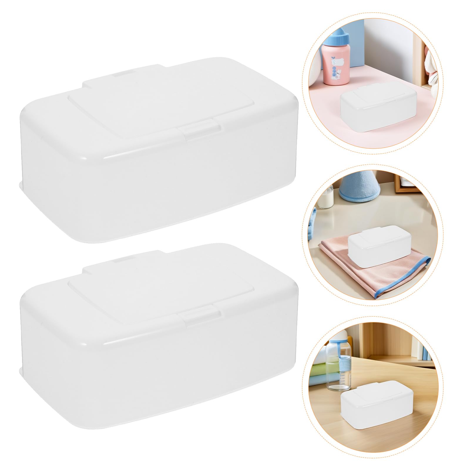 Toddmomy Porta Salviette Umidificate Portatile in Pp Bianco con Coperchio Ermetico, Scatola Salvaspazio Ricaricabile 4 Pezzi Adatta per Bagni e Soggiorni