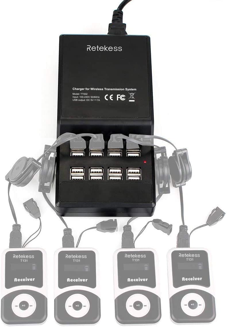 Retekess T130 Station de Charge USB, Portable 16 Ports USB Intelligents pour Système de Guide Touristique sans Fil Retekess T130, T130S, T130P, T130U, TT122, TT105, TT126, TT127, TT106