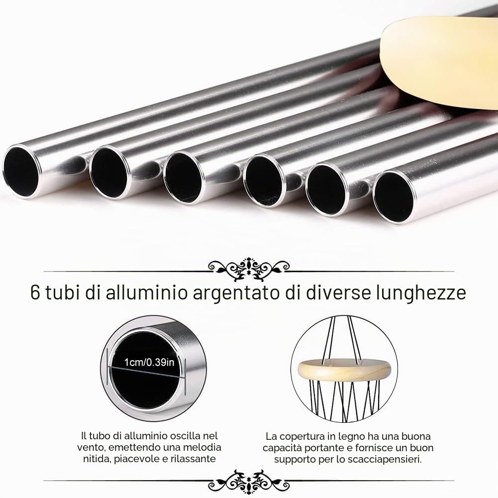 70 cm Gancio Campanelli a Vento in Metallo, Tubi in Alluminio Campane a Vento, Scacciapensieri da Esterno, Campanelli Eolici per Decorazioni Giardino, Campane a Vento, per Balcone, Giardino