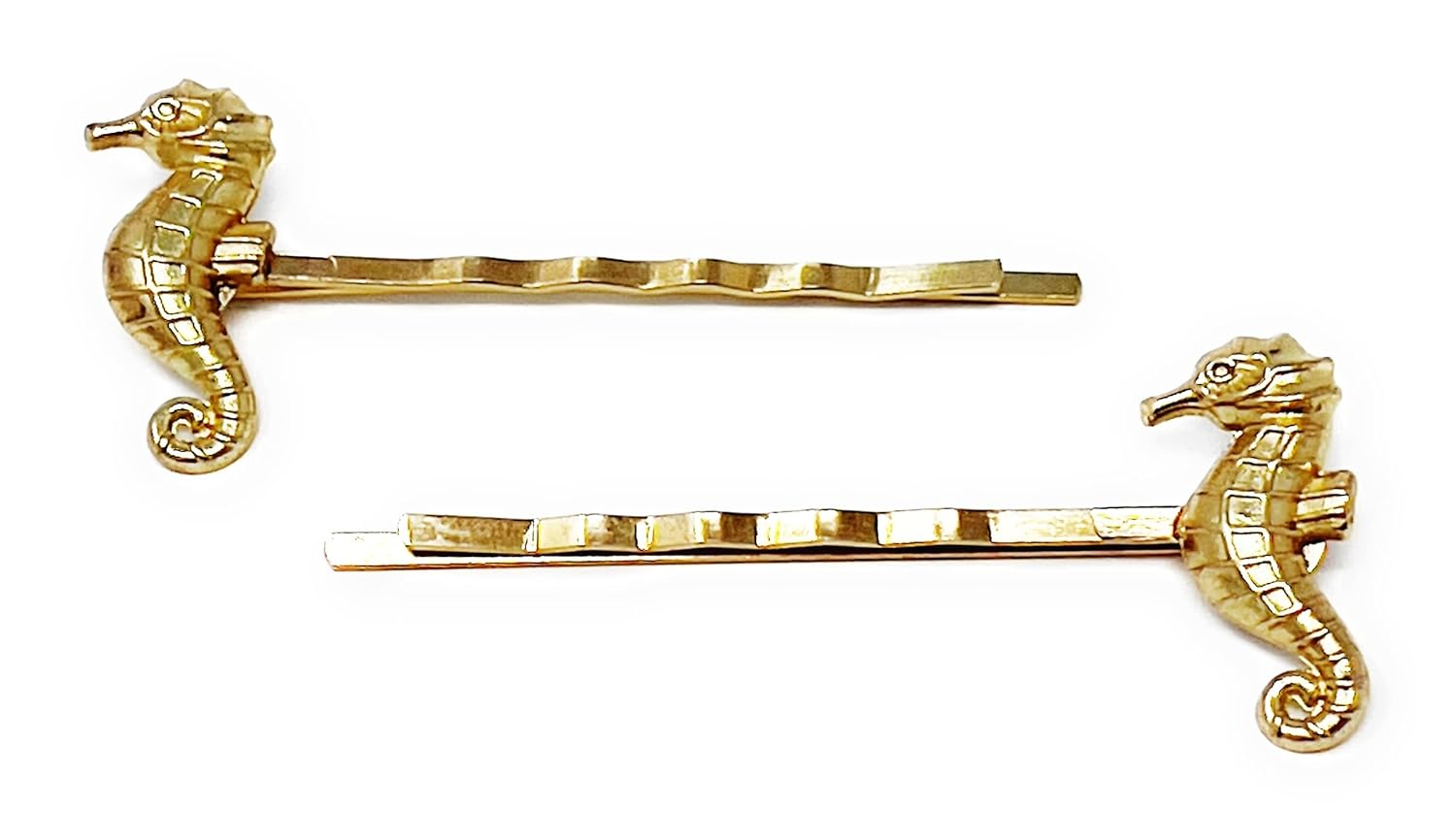 Gold Seahorse Hair Pins, Beach Rhinestone Hair Pin, Sea Shell Bobby Pin, Womens Hair Clip, Womans Decorative Bobby Pins