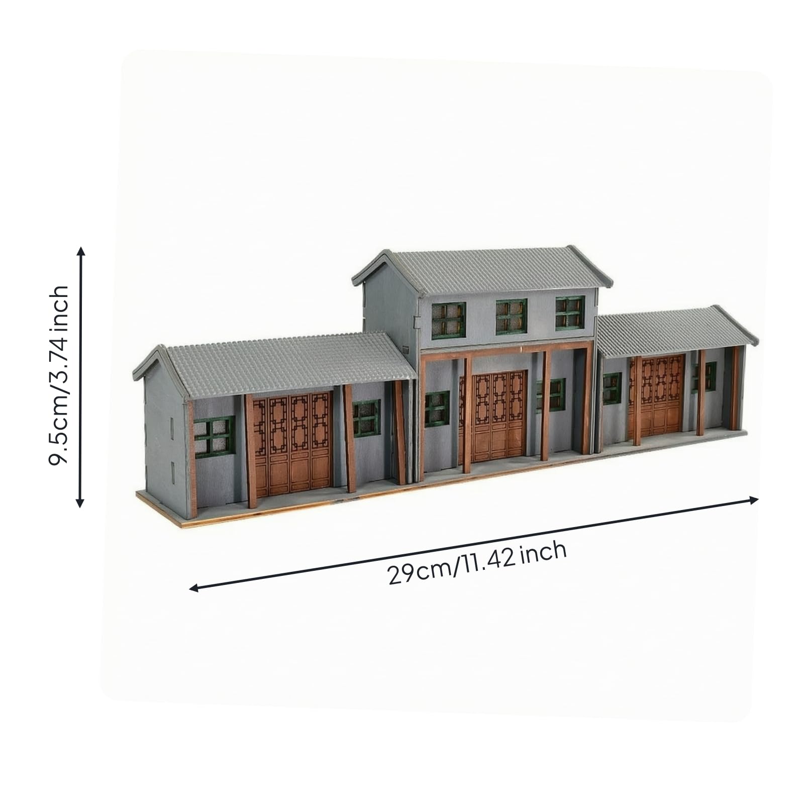 MagiDeal Miniatura Siheyuan Casa Patio Tradicional Maqueta de Edificación Histórica Kit con Paredes Texturadas y Puertas Detalladas Más Bandeja de Color y