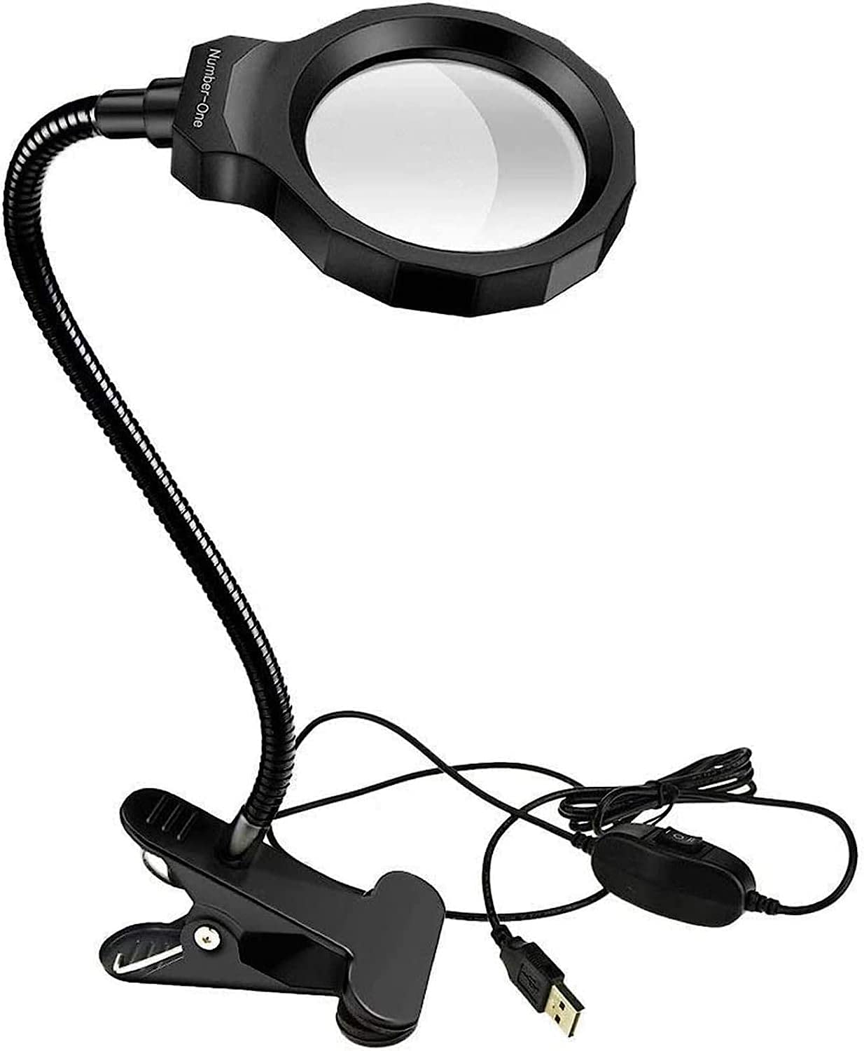 asdchZen Magnifying Glass,Magnifying Glasses For Hobbies,3X Daylight Led Magnifying Lamp With Metal Clamp,Illuminated Optical Glass Lens,Rechargeable