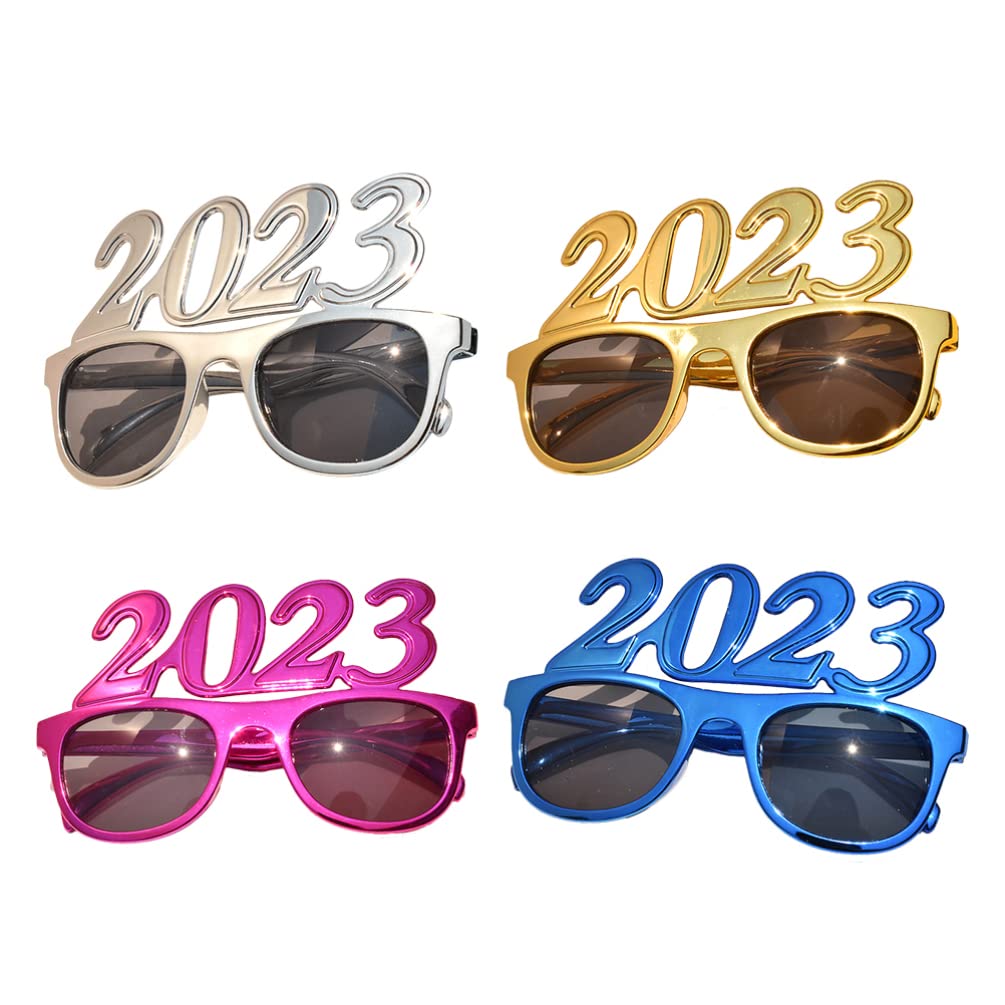 PRETYZOOM 4Pcs 2023 Eyeglasses Glitter 2023 Number Glasses 2023 Sunglasses Eyeglasses for 2023 New Years Eve Party Supplies