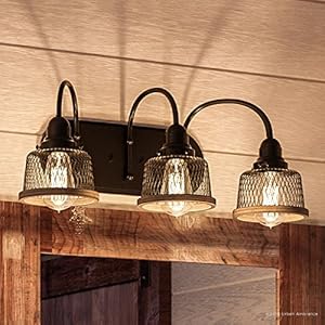 Urban Ambiance Luxury Vintage Bathroom Vanity Light Medium Size 8375 H x 23375 W with Industrial Chic Style Elements Olde Bronze Finish UHP2723 from The Eugene Collection