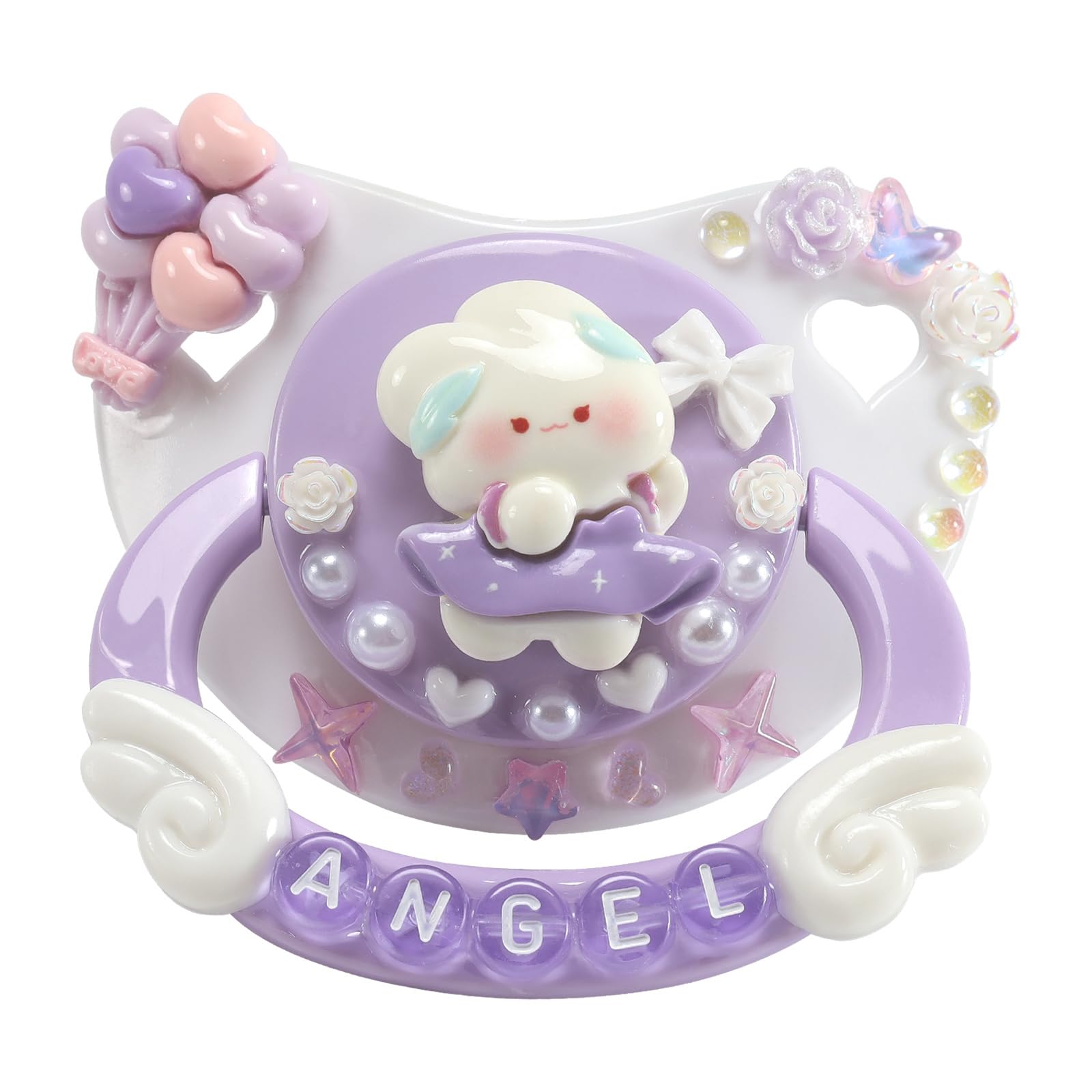 CutiePlusU Large Size Dummy Pacifier Big Shield Soother Violet White