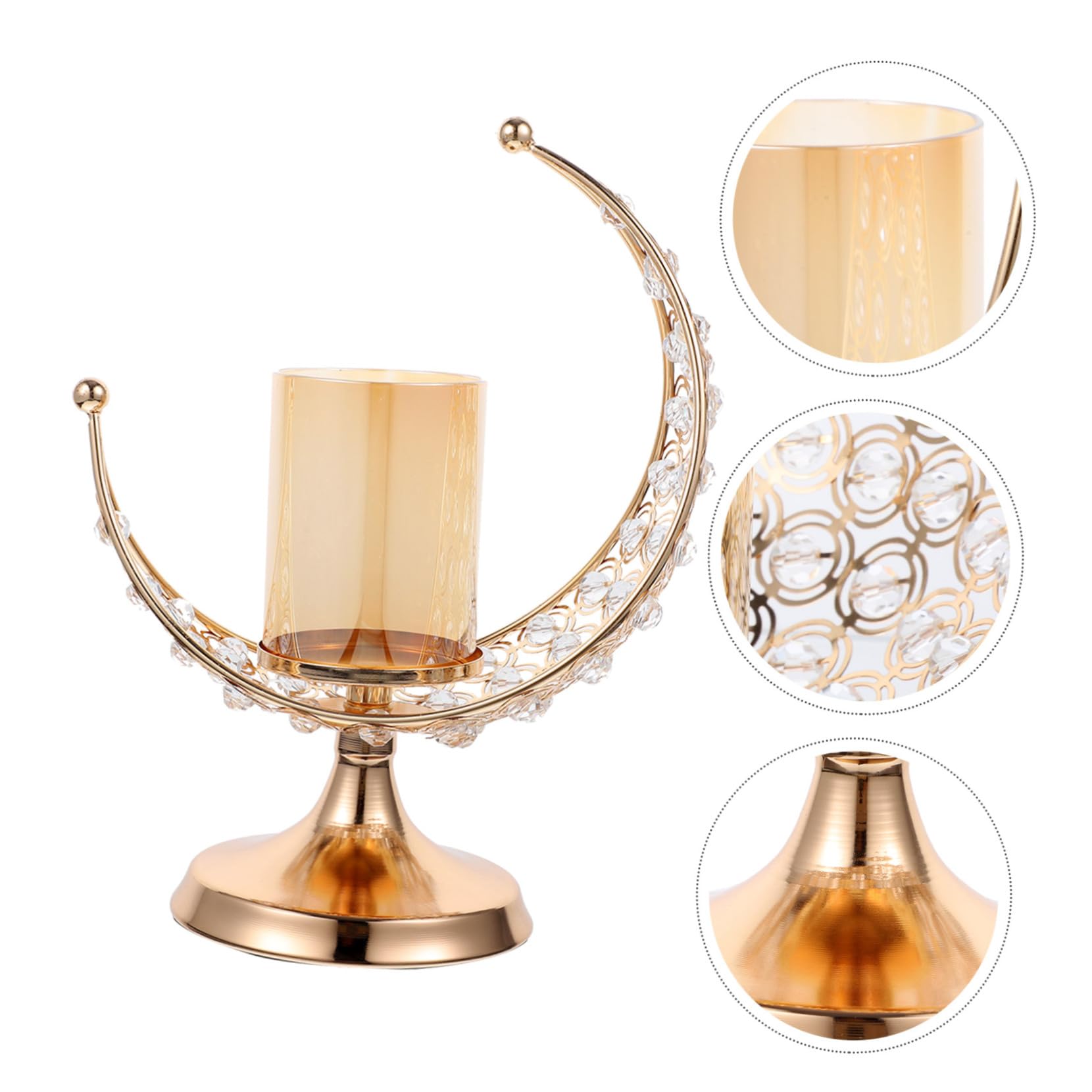 Candelabro Retro Dorado de Hierro en Forma de Luna