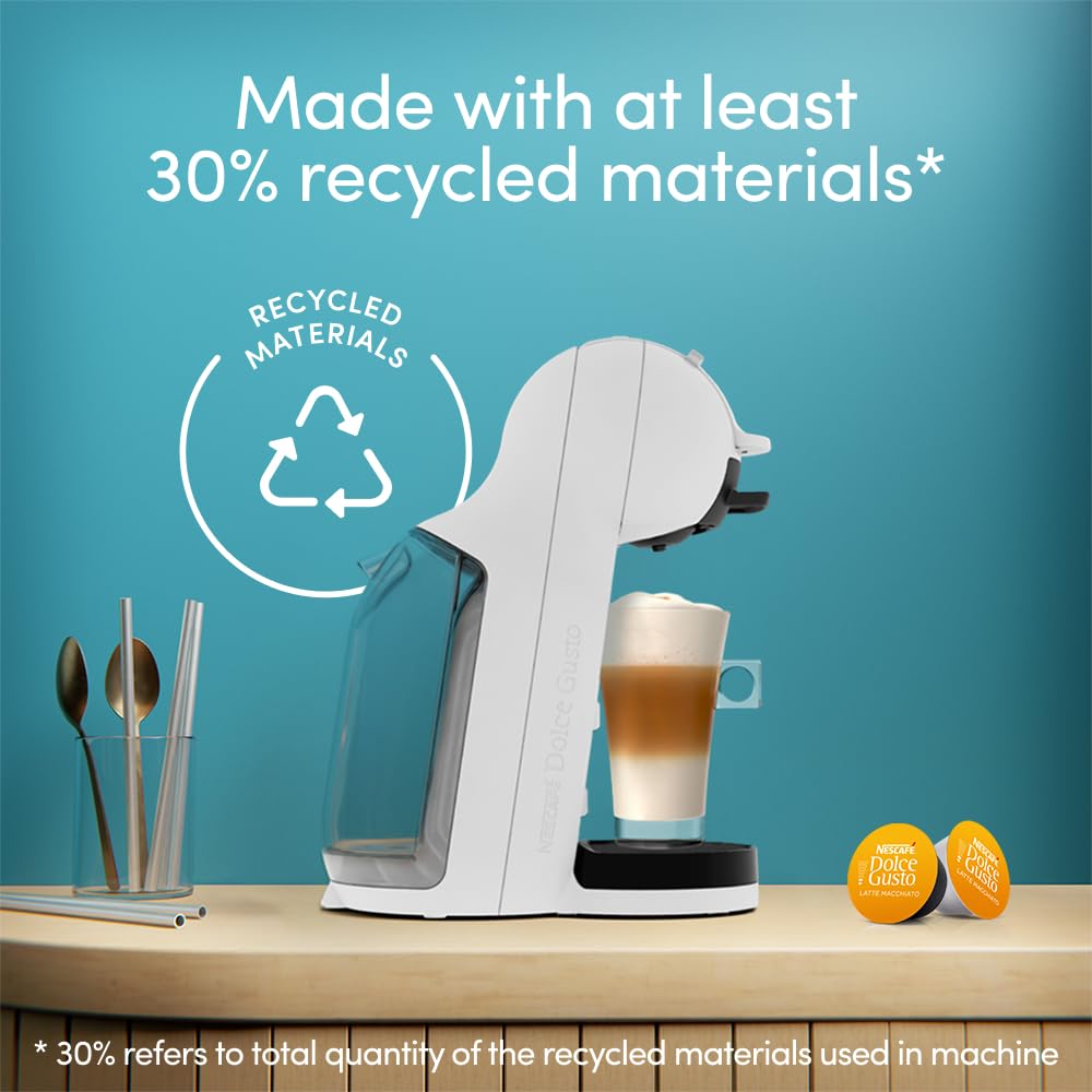 De'Longhi Nescafé Dolce Gusto Mini Me 2 kompaktowy ekspres do kawy na kapsułki, automatyczne wyłączanie, gorące i zimne napoje, ciśnienie 15 bar, biały (EDG335.W)