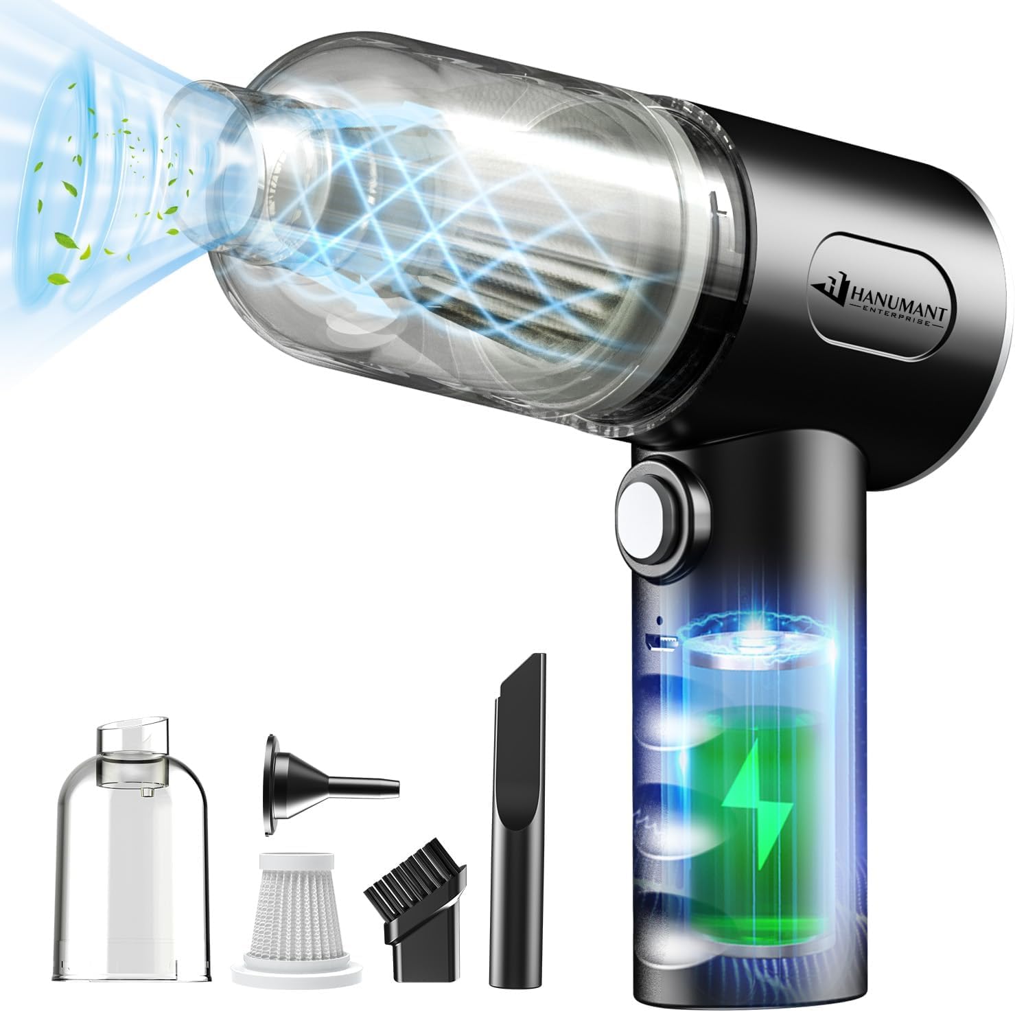 H HANUMANT ENTERPRISE 3 in 1 Car Vacuum Cleaner with Blower|12000PA High Power Handheld Car Vacuum|Cordless Portable Mini Table Vacuum Cleaner|Compressed Air Duster for Keyboard Cleaner, Car, Desktop-image-10