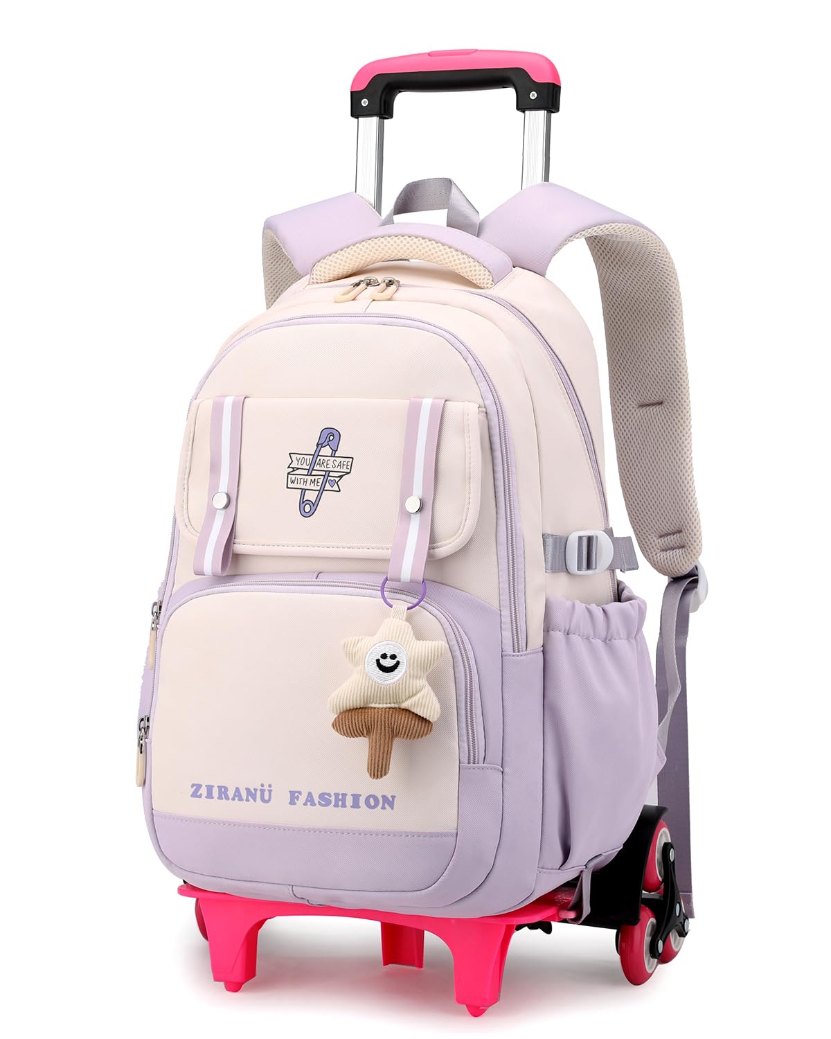 Tanou Mochila con Ruedas Niña, Mochilas Escolares con Ruedas Grande para Niñas y Chicas, Resistentes Mochila Carro Niña de 8-14 Años para Escolar Viaje, Morado