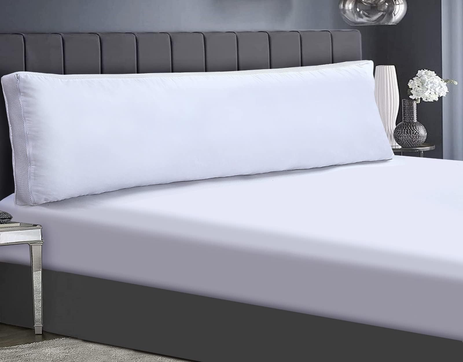 Bedding Home Hollow Fiber Filling Airmesh 5ft Bolster Pillow, Overheat Prevention Pregnancy Pillow Long Cuddle Cushion For Side Sleepers, Back Support Maternity King Size Pillows for Adults (5ft)